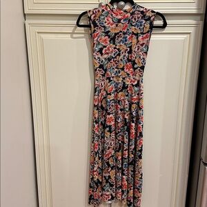 Zara Black Floral Maxi Dress with Multi-Color Print
